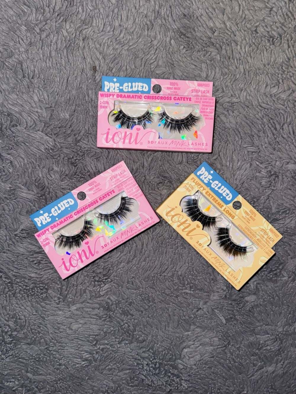 Ioni Pre-Glued 3D Faux Mink Strip Lashes Lot of 3